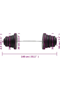Barra Vidaxl Com Disco 90 Kg 2.5x140 CM