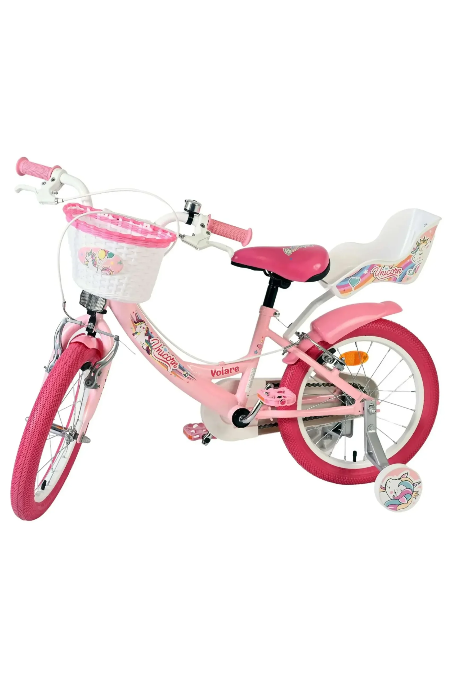 Bicicleta Criança 16 Polegadas Volare Unicorn 5-7 Anos Rosa
