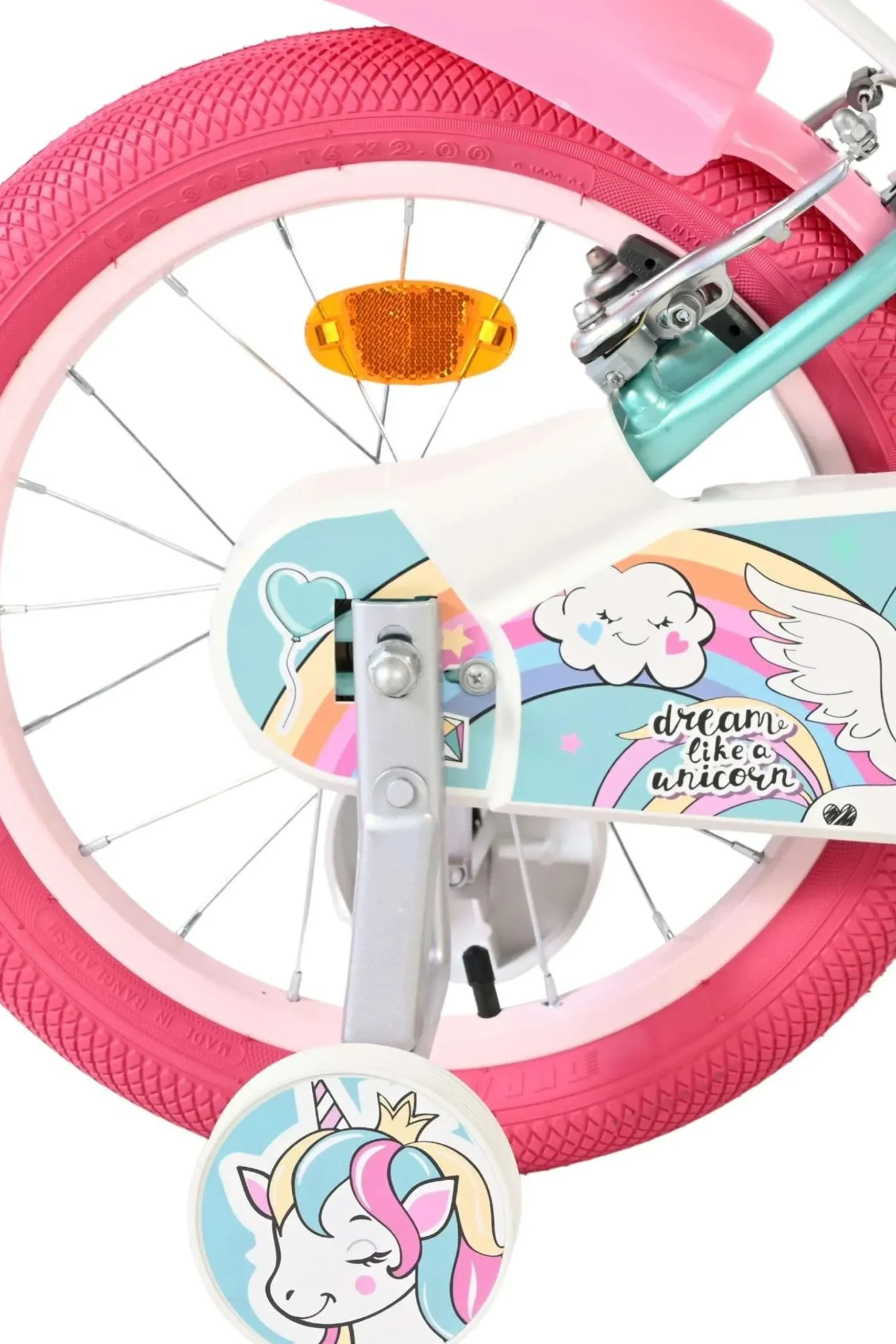 Bicicleta Criança 16 Polegadas Volare Unicorn 5-7 Anos Verde