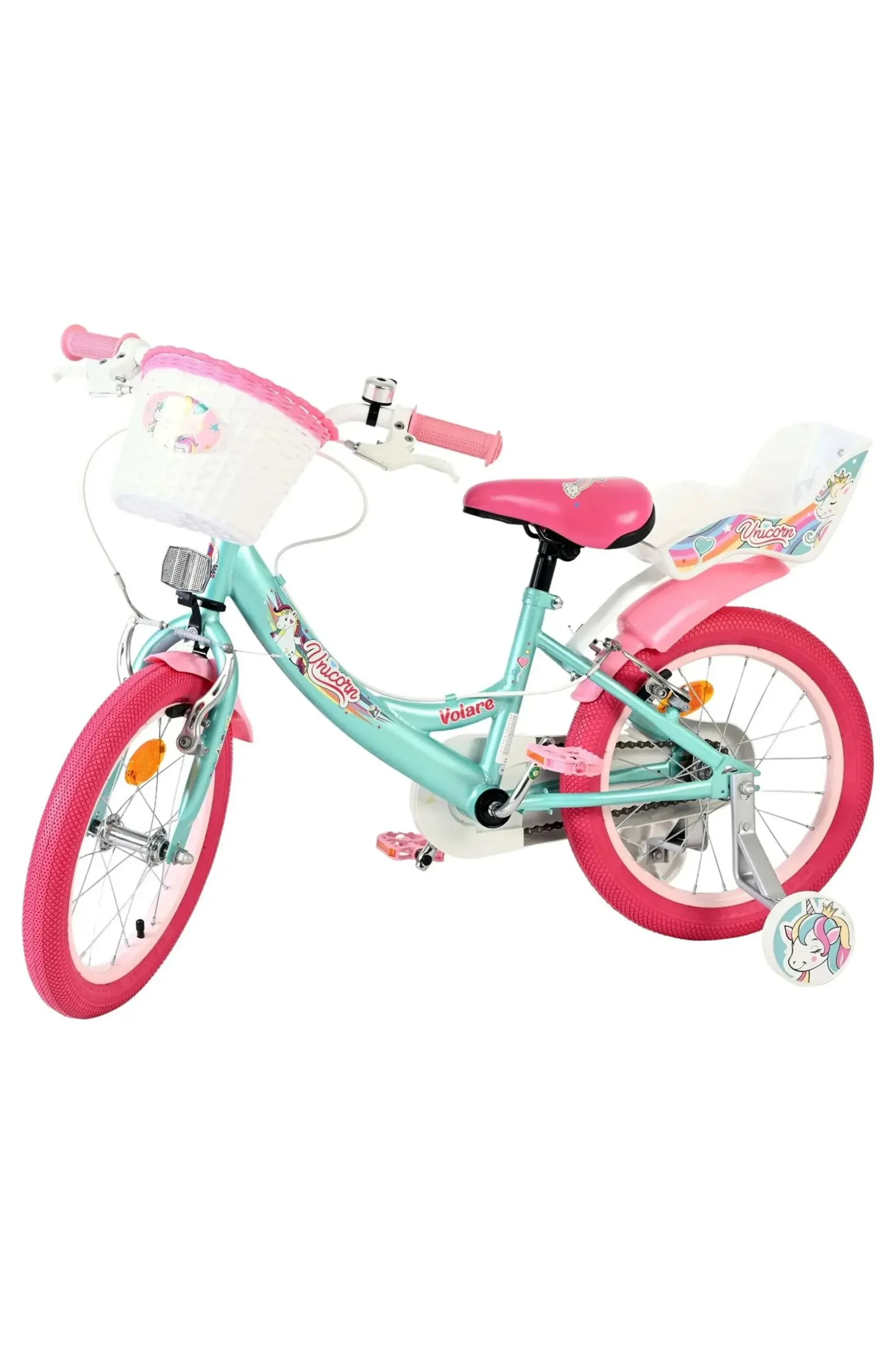Bicicleta Criança 16 Polegadas Volare Unicorn 5-7 Anos Verde