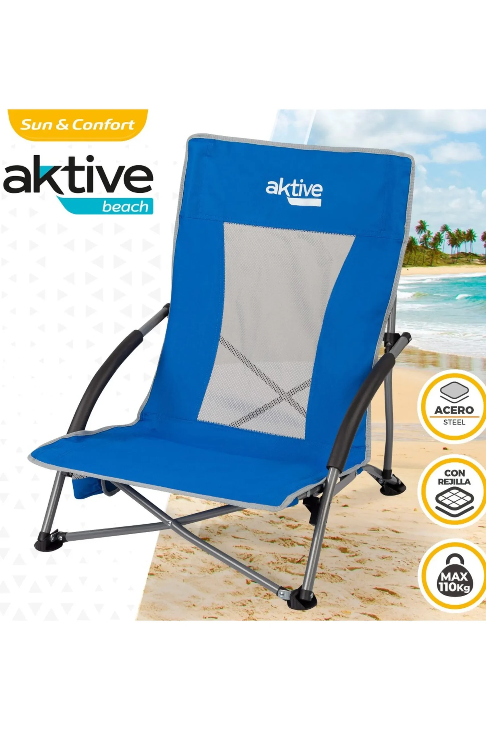 Cadeira De Praia Dobrável Em Tecido Aktive