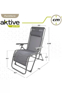 Cadeira Espreguiçadeira De Jardim Dobrável Cinza Gravidade Zero C/almofada Aktive