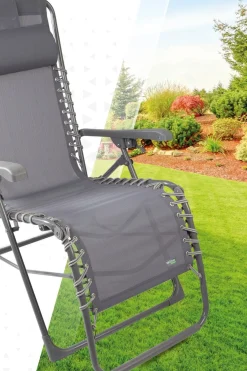 Cadeira Espreguiçadeira De Jardim Dobrável Cinza Gravidade Zero C/almofada Aktive