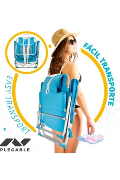 Cadeira Mochila Dobrável Alumínio Aktive Beach 5 Posições