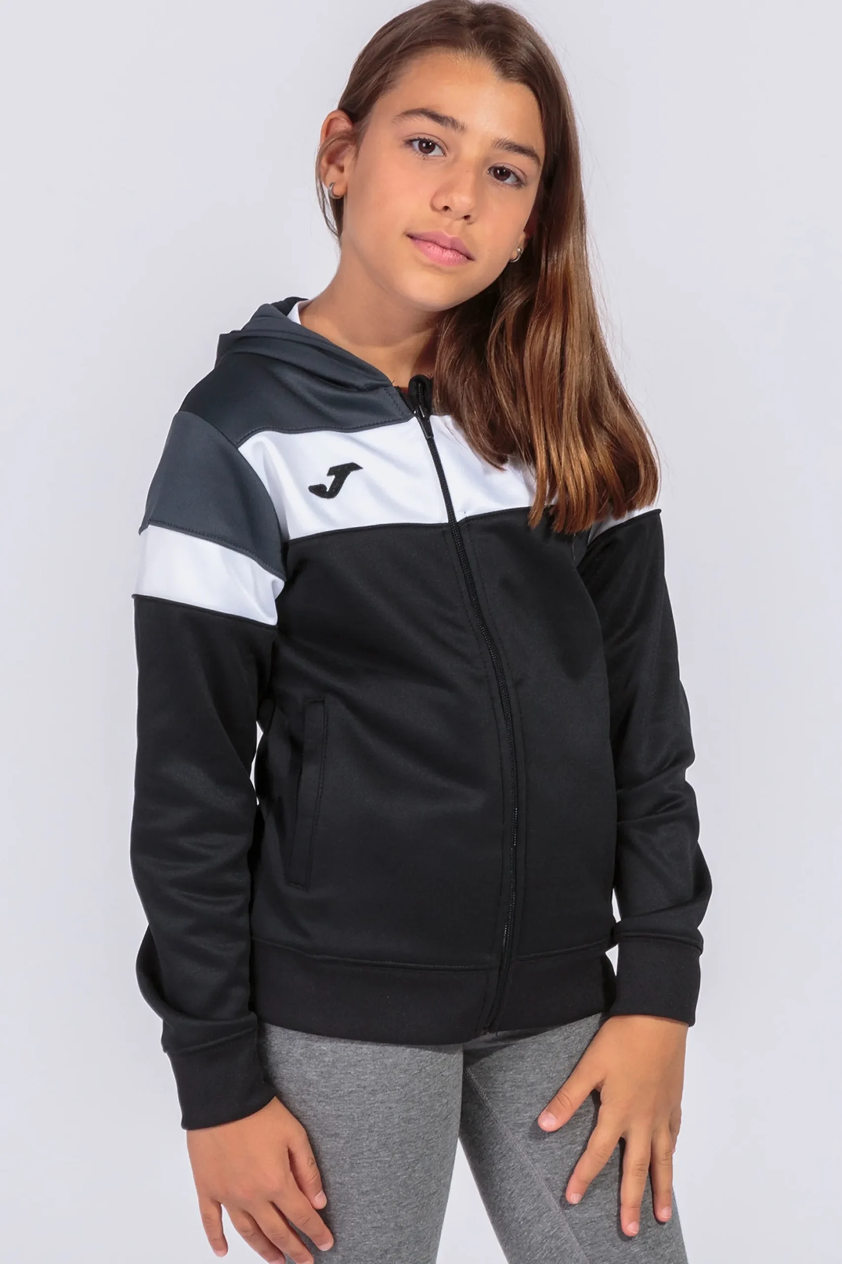 Casaco Com Capuz Joma Crew IV Preto Antracite Branco