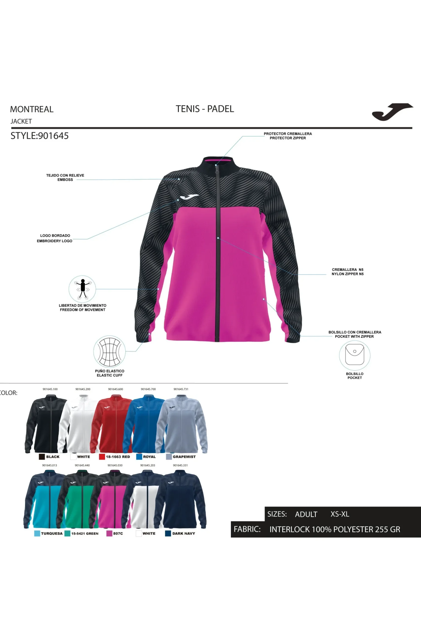 Casaco Joma Montreal Azul-turquesa Fluorescente Azul Marinho
