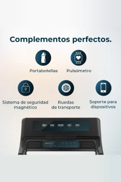Cecotec Passadeira De Corrida Dobrável Com 600 W De Potência. De 1 A 10 Km/h. 12 Programas Predefinidos. Painel De Controlo Led. Superfície De Corrida De 100 X 40 Cm. Dobrável, Com Rodas De Transporte, Sistema De Segurança Magnético, Monitor Cardiaco, Inclinação Manual E Suporte Para Dispositivos.