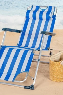 Espreguiçadeira De Praia Dobrável Multiposições Com Almofada Aktive