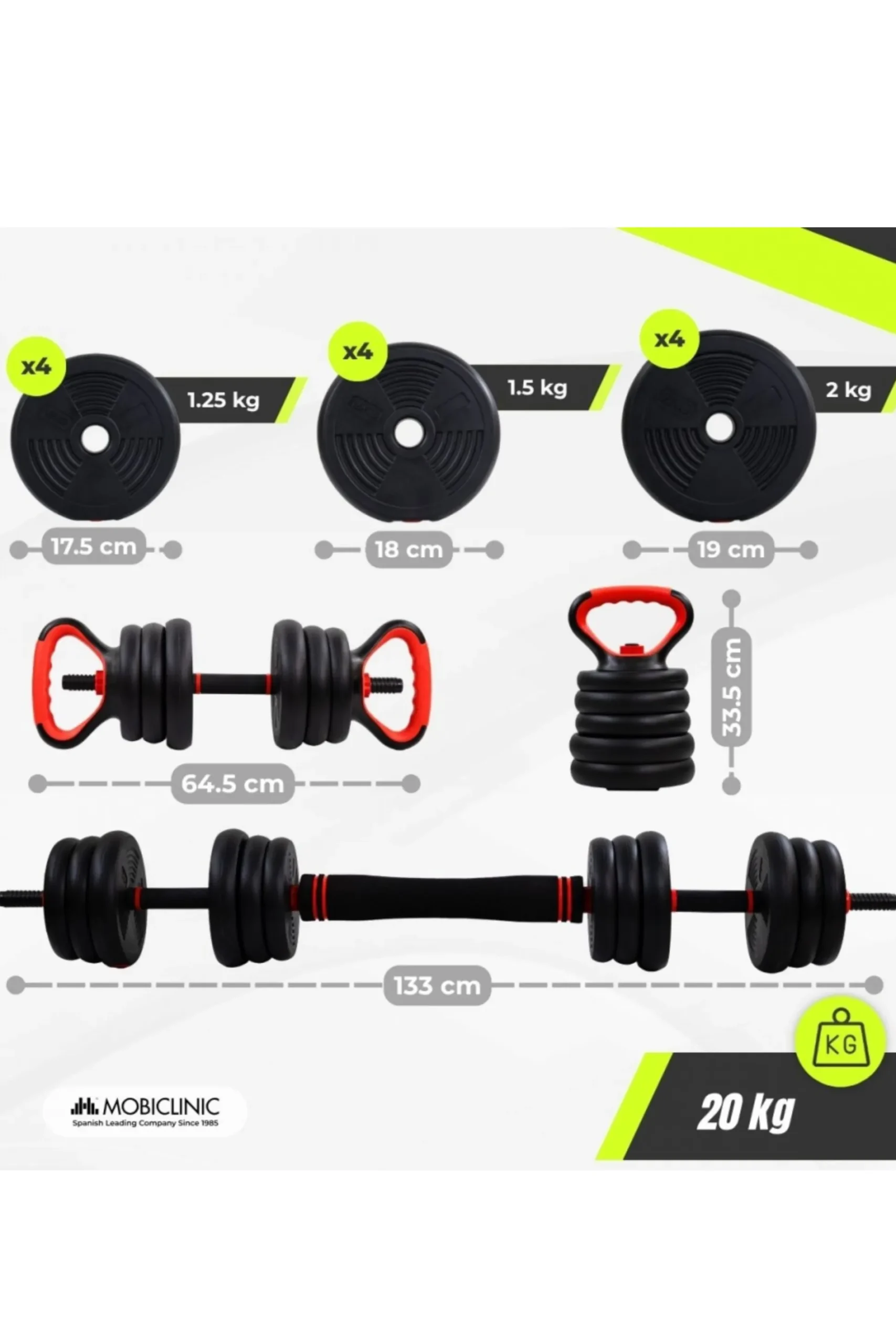 Halteres 20 Kg Kettlebell Ajustáveis Mobiclinic Mobimax