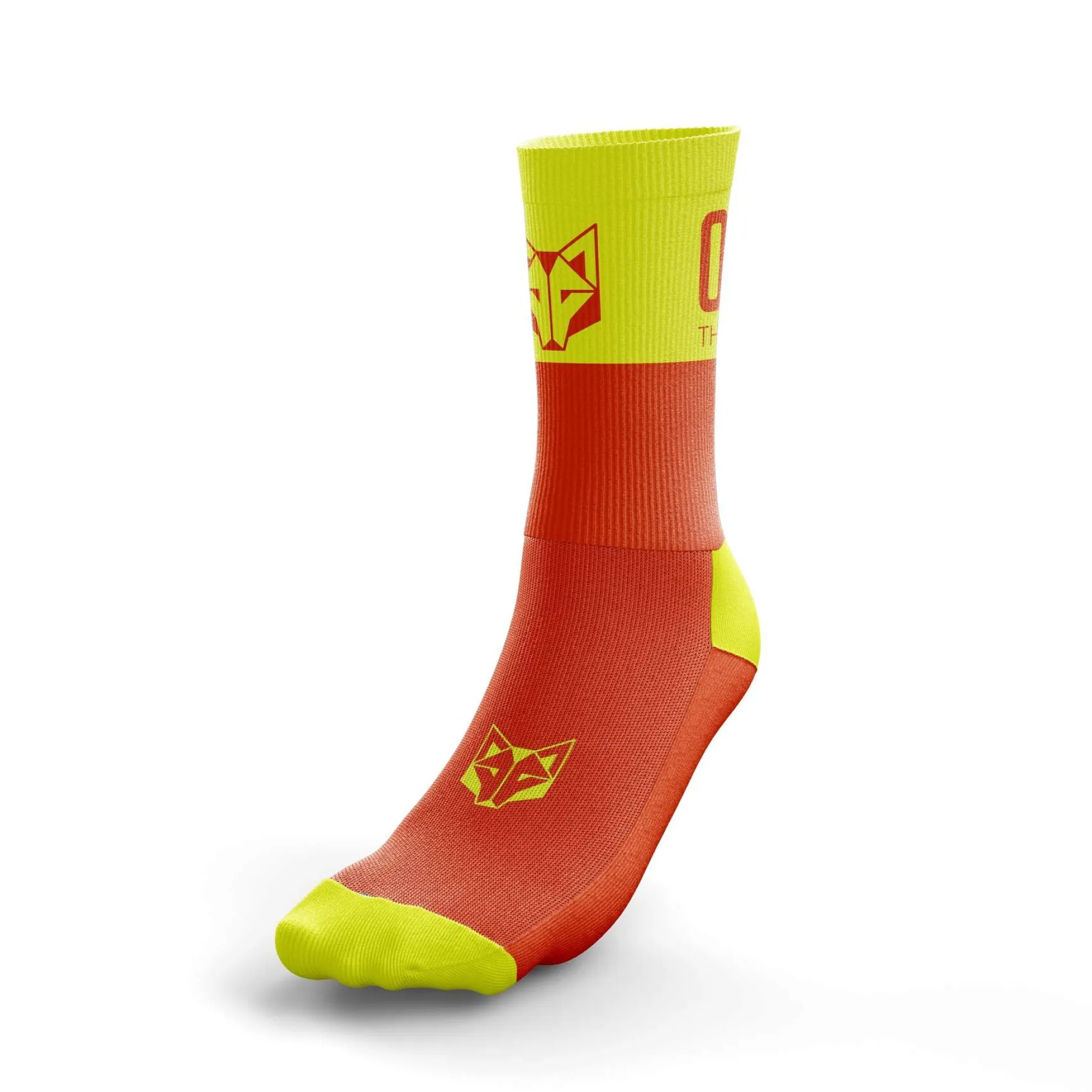 Meias Multi-sport Corte Médio Laranja Fluor / Amarelo Fluor Otso