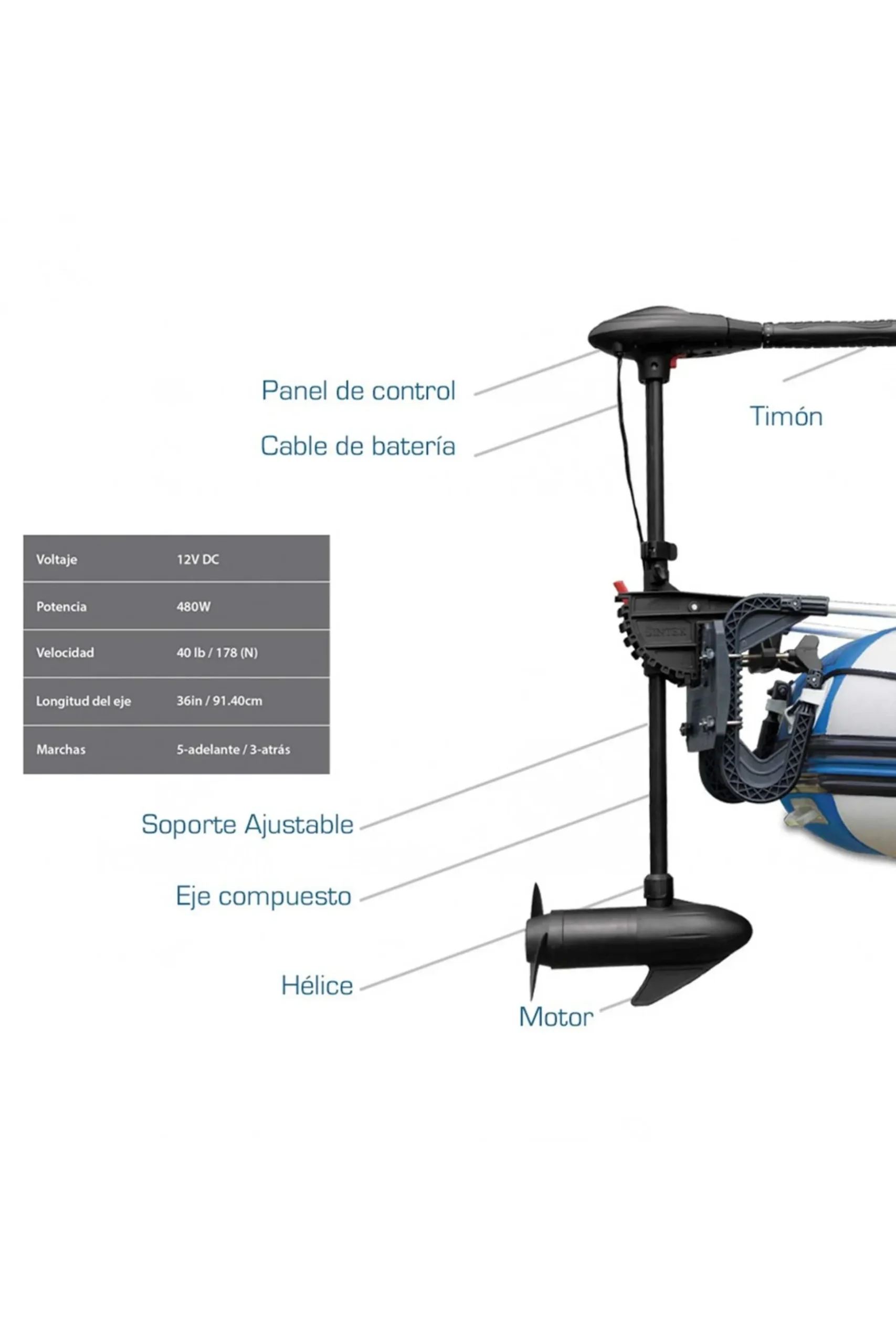 Motor Externo Intex Elétrico 12v DC 420w/0.57 CV - 8 Mudanças