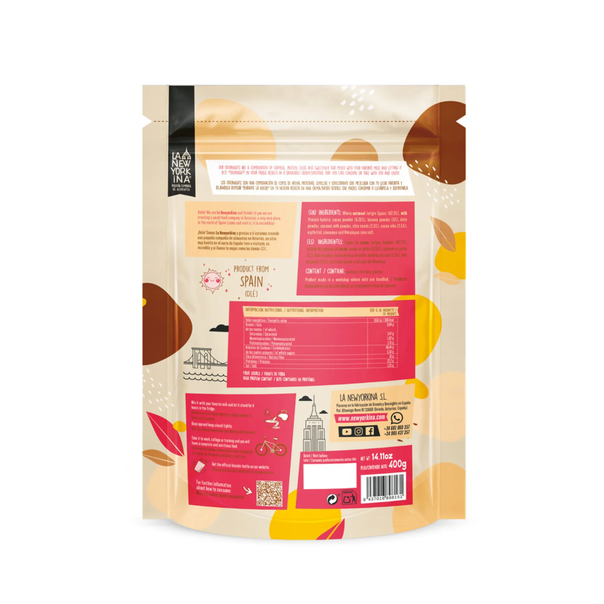 Overnights La Newyorkina Banana E Chocolate 400gr