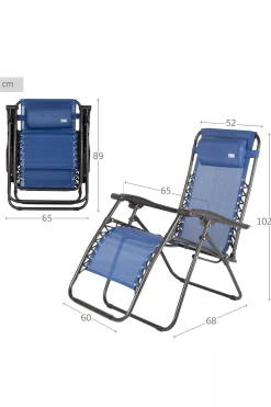 Pack De 2 Cadeiras De Jardim Dobráveis Gravidade Zero Azul 2 Posições Aktive