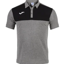 Pólo M/c Joma Winner Cizento Melange Preto