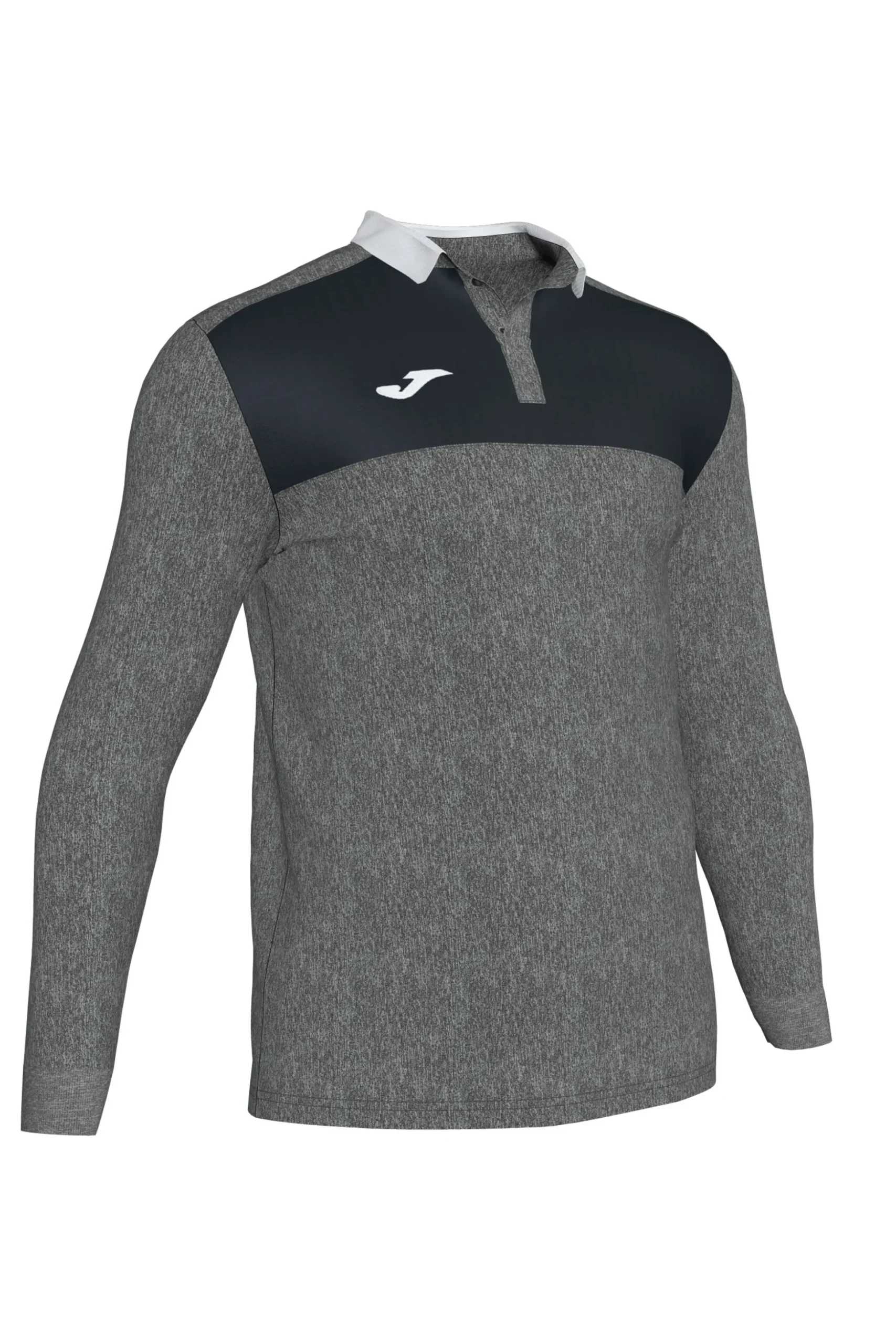 Polo De Manga Comprida Joma Winner II Cizento Melange Preto