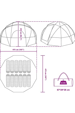 Tenda Camping Vidaxl 475 X 475 X 235 CM