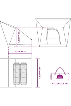 Tenda Camping Vidaxl 223 X 163 X 130 CM