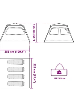 Tenda De Campismo Cúpula Para 4 Pessoas Vidaxl Libertação Rápida 255 X 222 X 165 CM