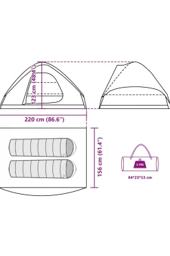 Tenda De Campismo Cúpula P/ 2 Pessoas Vidaxl Impermeável 220x156x123 CM