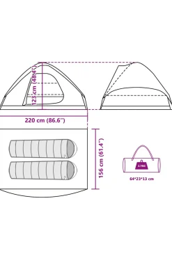 Tenda De Campismo Cúpula P/ 2 Pessoas Vidaxl Impermeável 220x156x123 CM