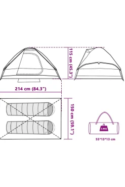 Tenda De Campismo Cúpula Vidaxl Para 2 Pessoas 214 X 150 X 115 CM