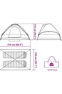 Tenda De Campismo Cúpula Vidaxl Para 2 Pessoas 214 X 150 X 115 CM