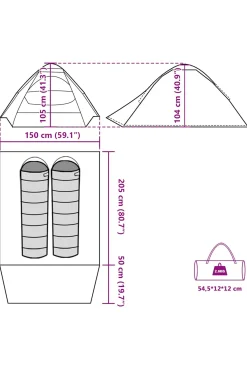 Tenda De Campismo Cúpula Vidaxl Para 2 Pessoas 255 X 150 X 105 CM