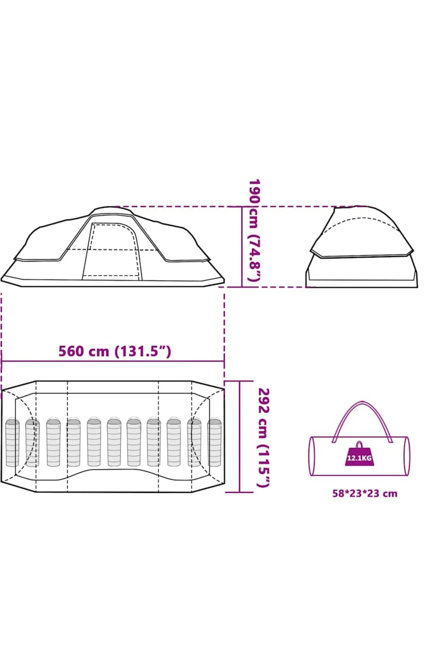 Tenda De Campismo Familiar Vidaxl Para 11 Pessoas