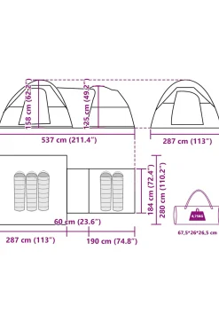Tenda De Campismo Para 5 Pessoas Vidaxl Tecido Impermeável 287x280x158 CM