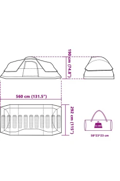Tenda De Campismo Vidaxl Com Divisórias Removíveis