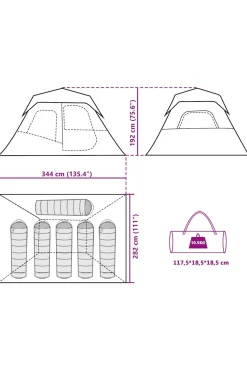 Tenda De Campismo Vidaxl Para 6 Pessoas 344 X 282 X 192 CM