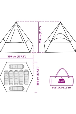 Tenda De Campismo Vidaxl P/ 7 Pessoas Tecido Opaco Impermeável