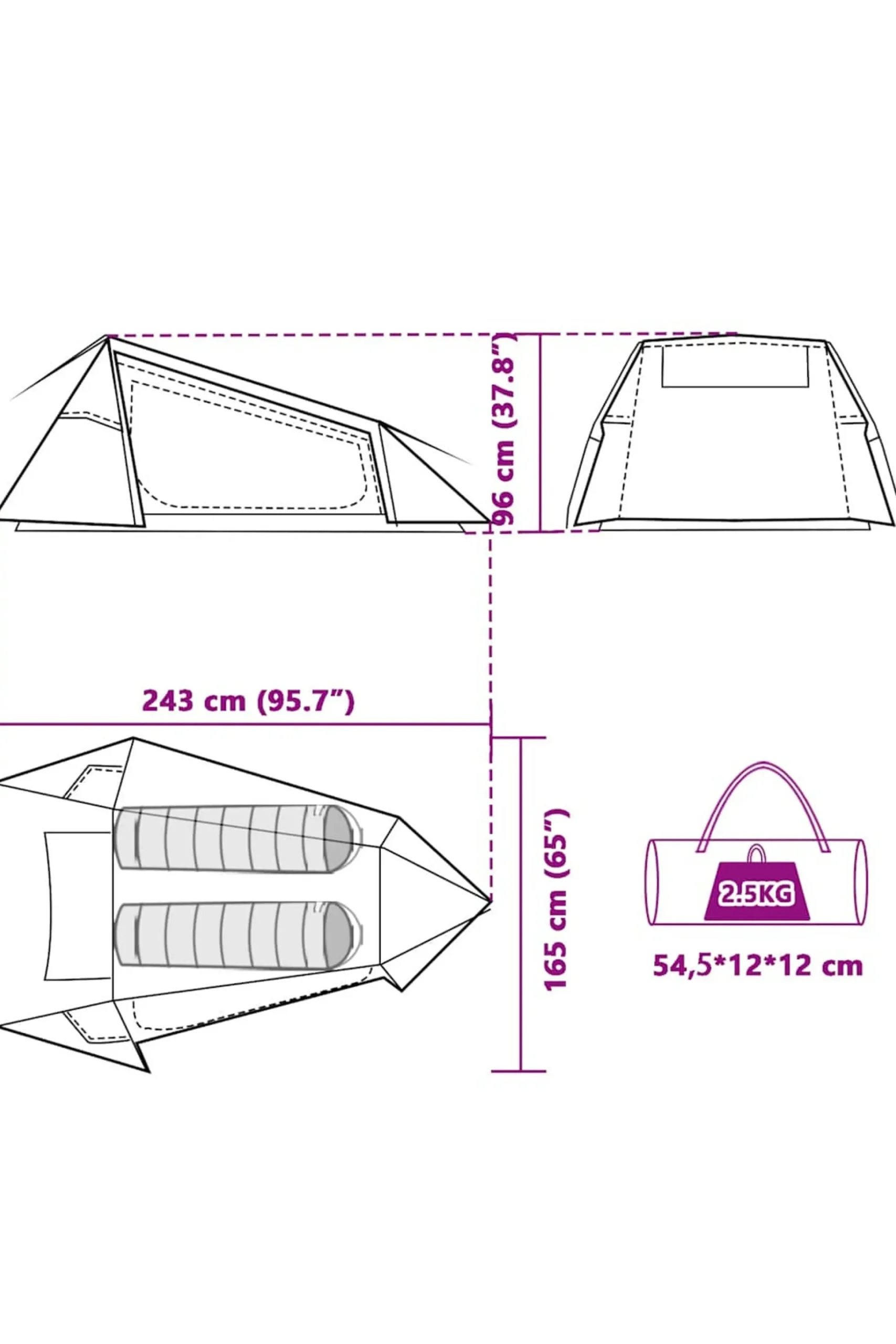Tenda De Campismo Vidaxl Tecido Opaco Impermeável 222x140x85 CM