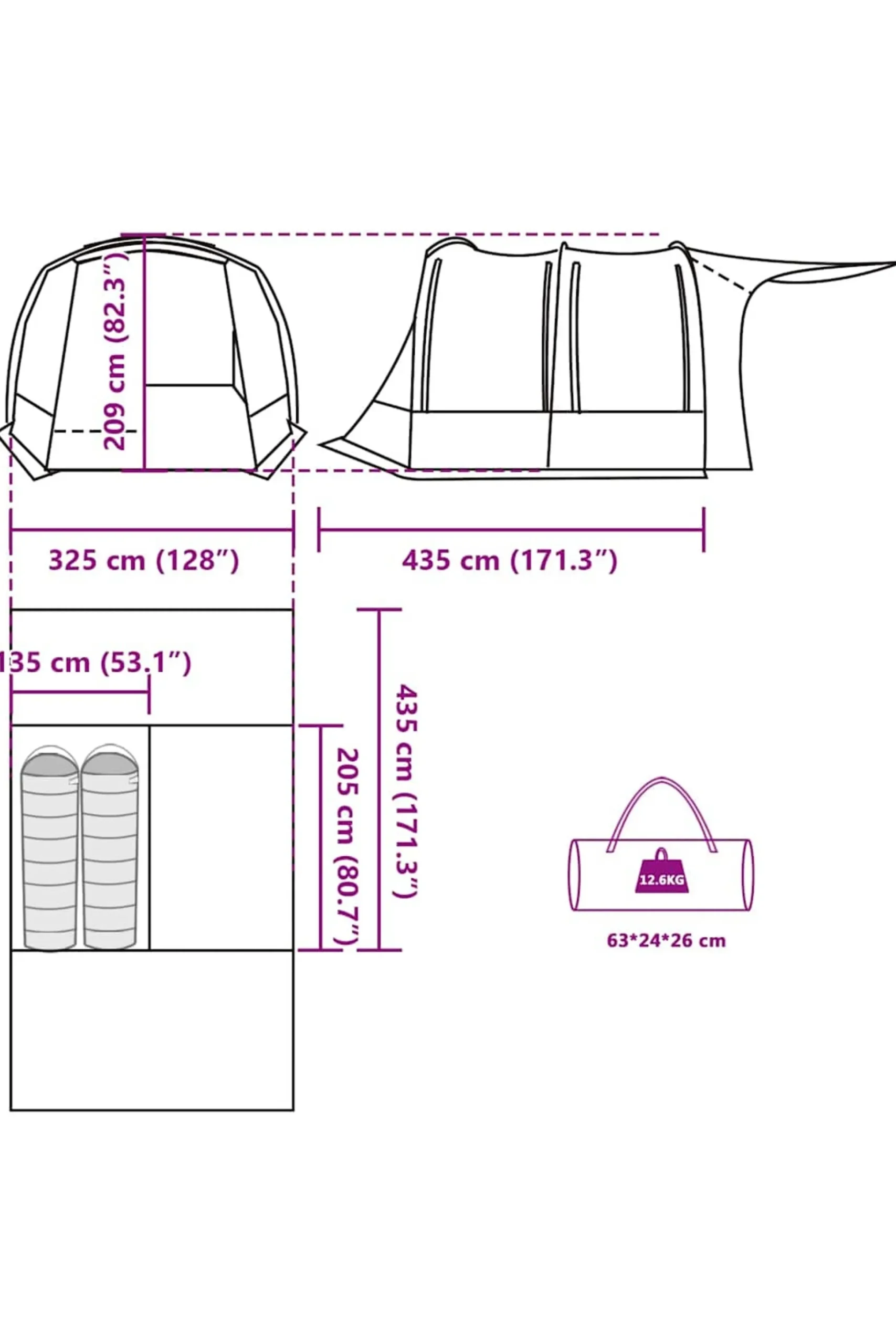 Tenda De Carro Vidaxl 403 X 325 X 209 CM