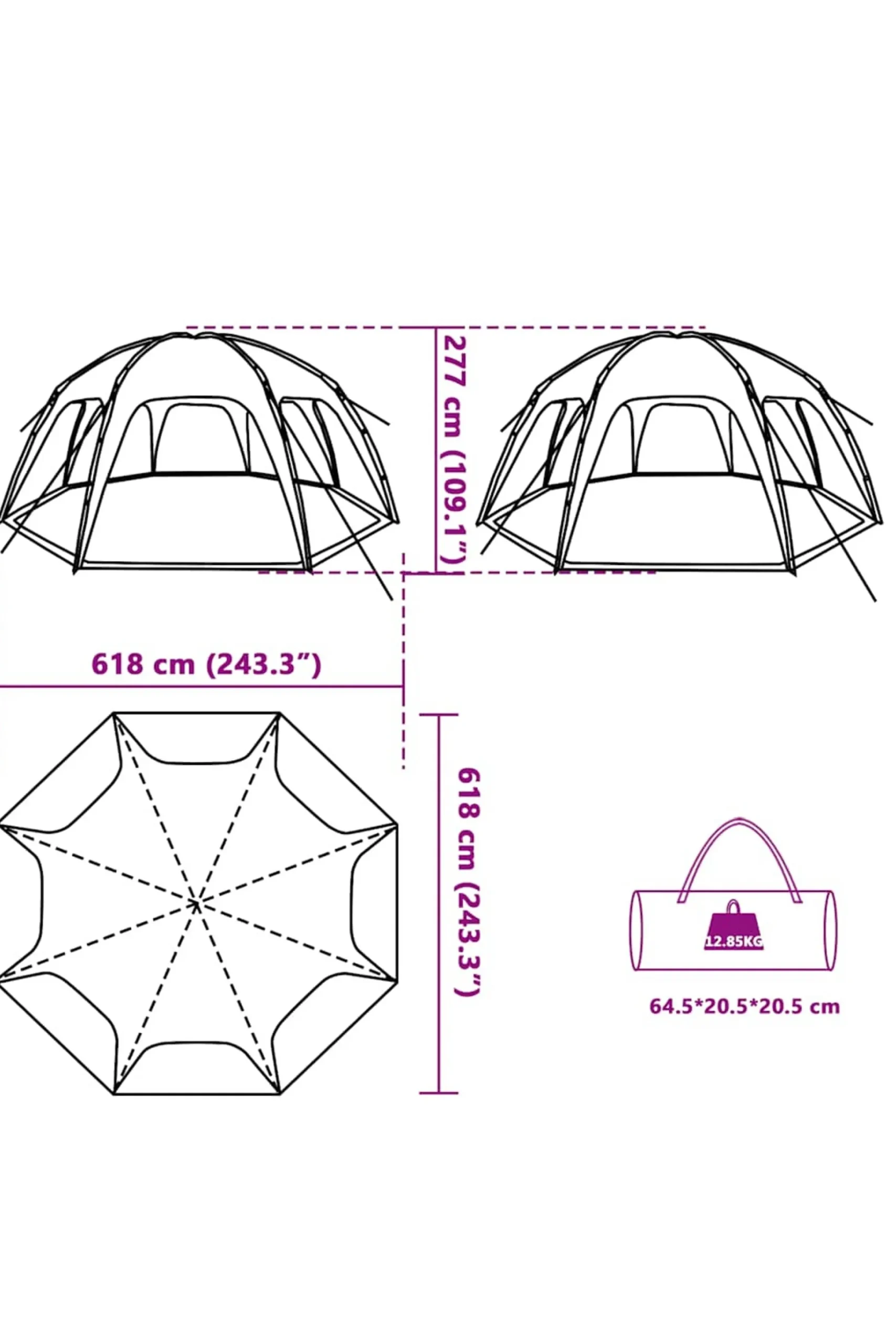 Tenda De Festa Vidaxl 618 X 618 X 277 CM