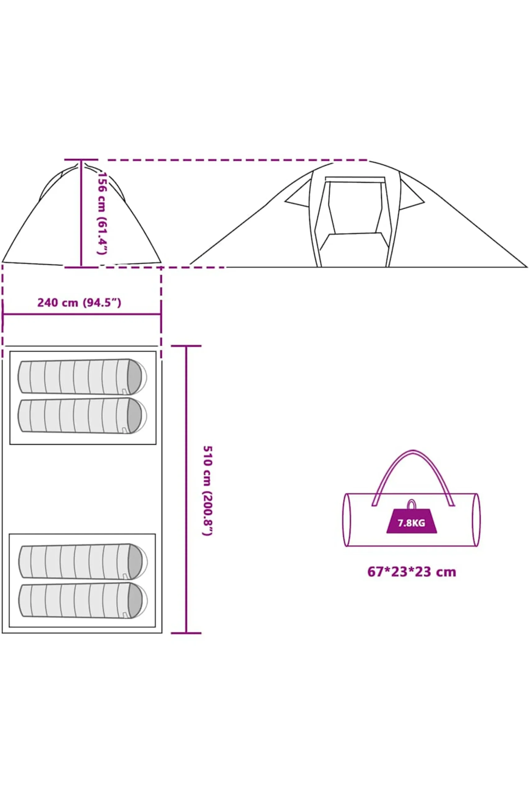 Tenda Vidaxl 510 X 240 X 156 CM